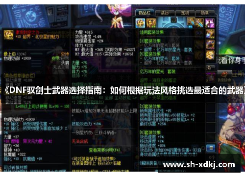 《DNF驭剑士武器选择指南：如何根据玩法风格挑选最适合的武器》